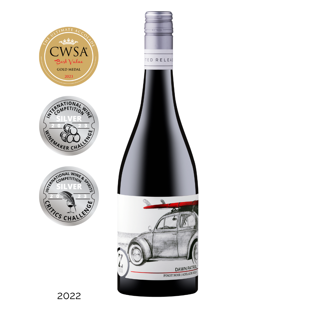 Zonte's Footstep Dawn Patrol Pinot Noir 2022 bottle shot with medal awards